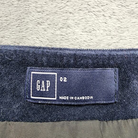 Gap Skirt Womens 2 Blue True Indigo Velvet Mini A-Line Pockets Back Zip Preppy - Picture 3 of 8